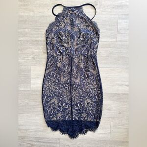 Charlotte Russe Navy Strapless Lace Dress